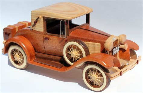 Vintage 1929 Ford Model T Car Replica Wooden Toy Handcrafted Signed