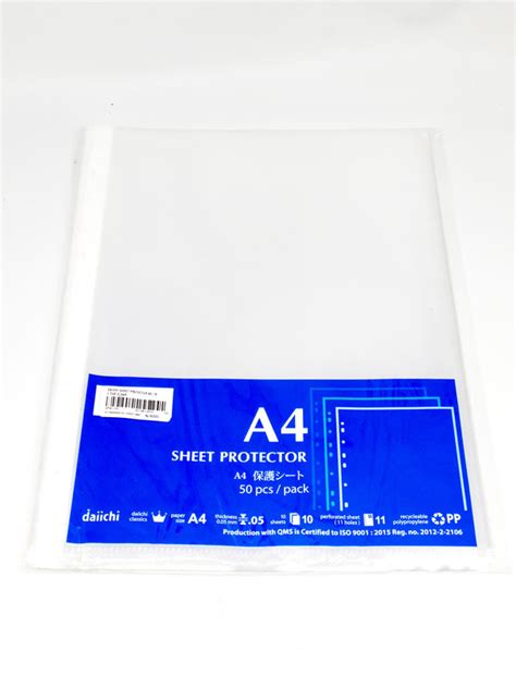 Daiichi Sheet Protector A4 50 Pop Clear