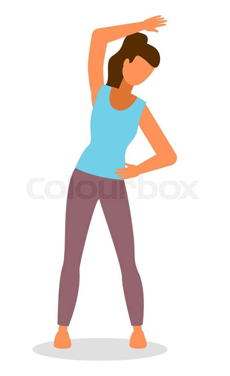 Young Caucasian White Woman Doing Stretching Warm Up Exercise Vector