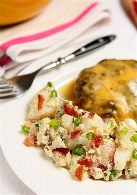 Potatoes, sour cream and chives. Sour Cream and Bacon Potato Salad | Bacon potato salad ...