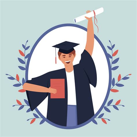 Happy Teenage Boy Graduated From Educational Institution 2241314 Vector