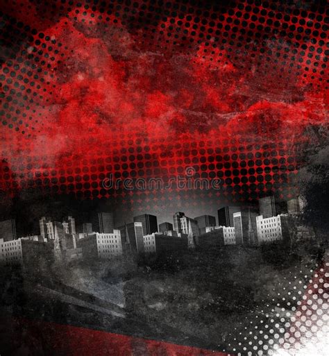 De Rode En Zwarte Achtergrond Van Grunge Van De Stad Stock Illustratie