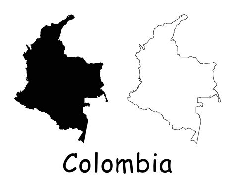 Map Of Colombia Colombian Map Black White Detailed Solid Etsy