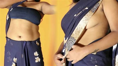 Hot Sexy Woman Without Blouse Bra Wear Saree Youtube