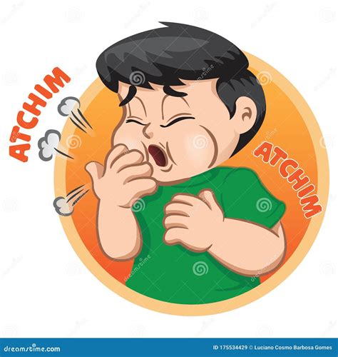 Illustration Depicts A Child Character Giving Sneezing, Allergy