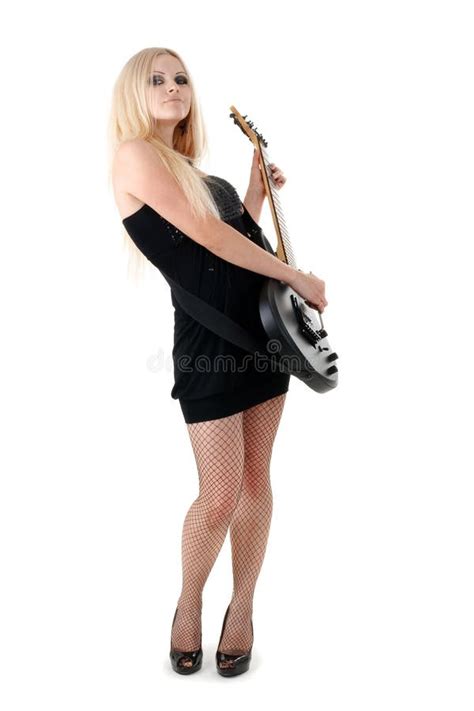Beautiful Blonde With A Guitar Stock Photo Image Of Funk Fashion