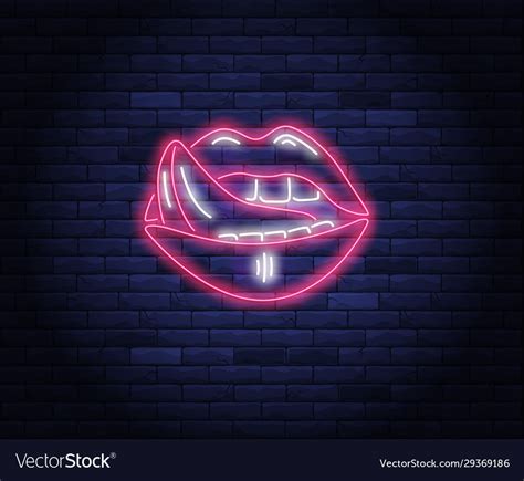 Female Pink Lips Neon Royalty Free Vector Image