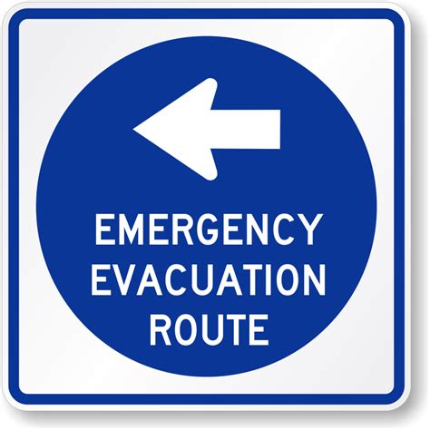 Emergency Evacuation Route Left Arrow Direction Sign Sku K 0079 L