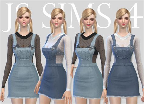 Js Sims 4 Denim Overall Skirt Set