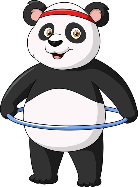 Linda Panda Dibujos Animados Girando Hula Aro 23878218 Vector En Vecteezy