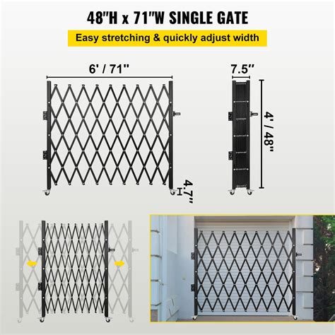 Vevor Single Folding Security Gate 71 W X 48 H Folding Door Gate