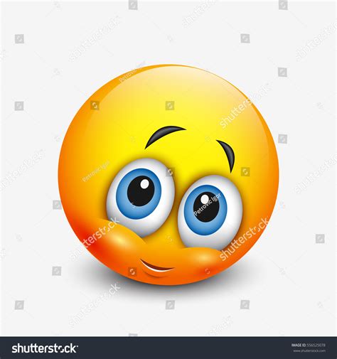 Cute Shy Emoticon Emoji Vector Illustration Stock Vector 556525078