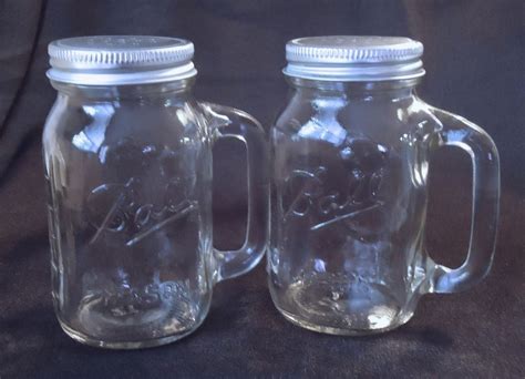Genuine Mason Ball Jar Salt And Pepper Shakers~mug Style With Handle~made