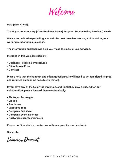 Browse Our Example Of New Client Welcome Letter Template Virtual