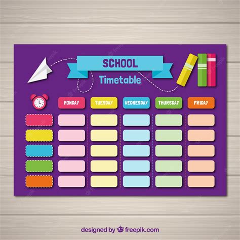 Premium Vector School Timetable Template With Flat Design