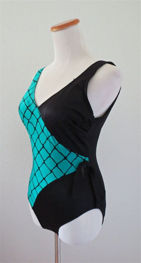 80s Bathing Suit 1980s Swimsuit One Piece Plunging Neckline Etsy