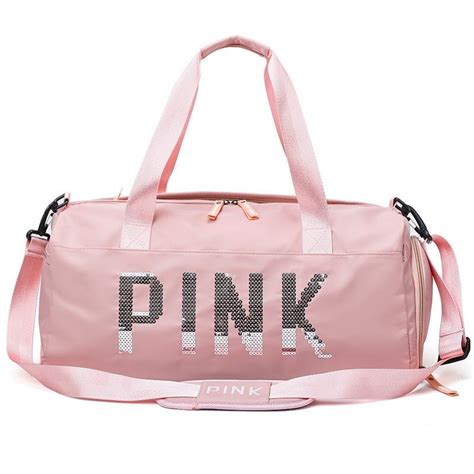 Sequined Pink Gym Bag With Shoe Compartment Rainbow Cabin