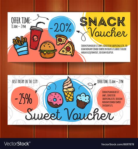 Set Of Discount Coupons For Fast Food Royalty Free Vector