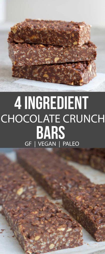 4 Ingredient Vegan Chocolate Crunch Bars Nikkis Plate