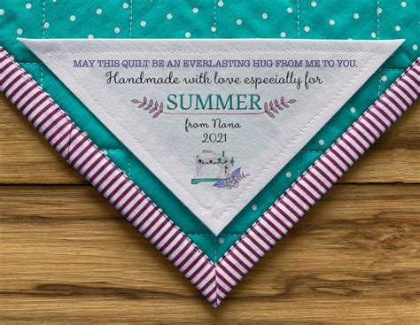 Large Triangle Quilt Label Personalized Sewing Labels Custom Etsy