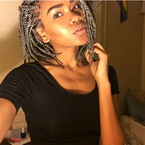 Short Gray Box Braids Short Box Braids Box Braids Styling Box