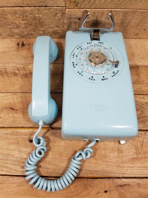 Retro Vintage Rotary Dial Baby Blue Wall Phone Good Shape Untested