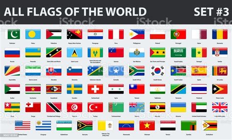 Vetores De Todas As Bandeiras Do Mundo Em Ordem Alfabética Estilo