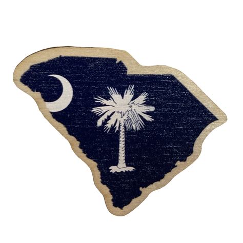 South Carolina Flag State Cutout Wooden Decal Mr Knickerbocker