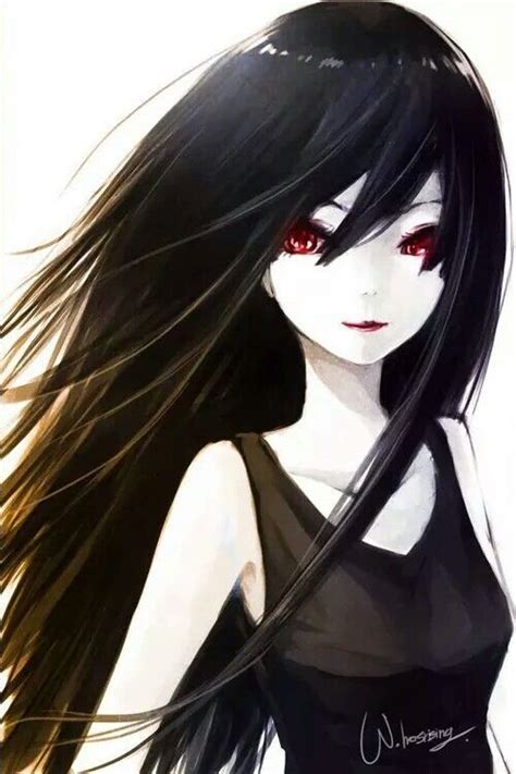 Anime Loli Red Eyes Dark Skin Black Hair Monster Girl Looking At