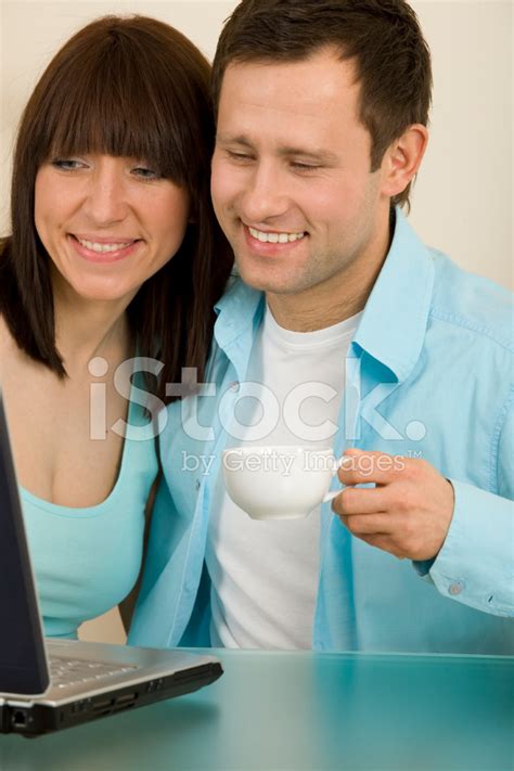 Happy Couple Using Laptop Stock Photo Royalty Free Freeimages