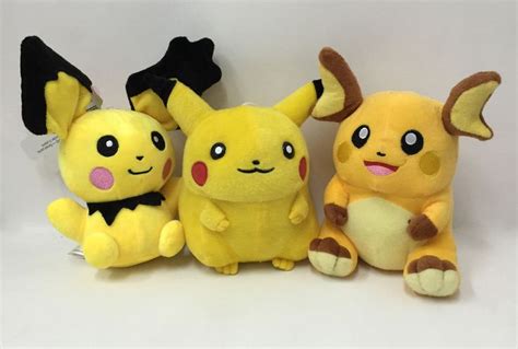 3x Pokemon Plush Pichu Pikachu Raichu Soft Toy Stuffed Animal Cuddly