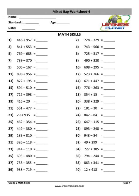 Printable worksheets for cbse class 2. Class 2 math addition subtraction multiplication division ...