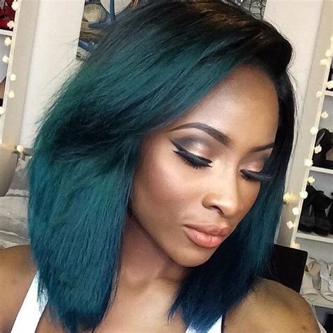 Short Bob Ombre Green Wig Black Women Hairstyles Cheap