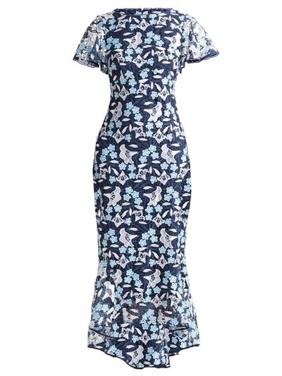 Shoshanna Kiriya Floral Lace Sheath Dress In Navy Peri Optic Modesens