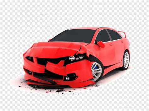 Crashed Car Red Car Car Accident Png Pngegg