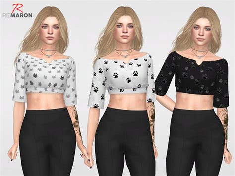 Cat Lover Cropped Top For Women By Remaron At Tsr Sims 4 Updates