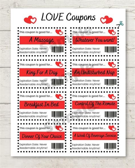Love Coupons Printable Love Coupons Valentines T Love Etsy Love