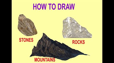How To Draw Stones Rocks And Mountains Easy Lesson 14 Ramprathap