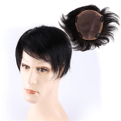 100 Real Hair Toupee For Men Top Closure Hair Pieces Mens Hand Woven