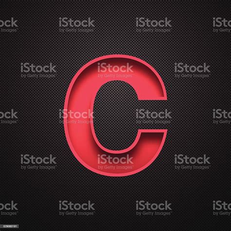 Alphabet C Design Red Letter On Carbon Fiber Background Stock