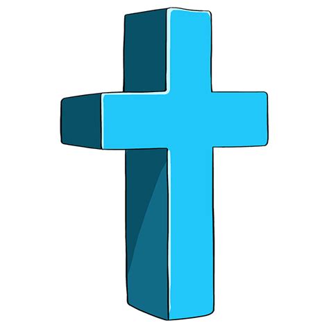How To Draw A 3d Cross Really Easy Drawing Tutorial