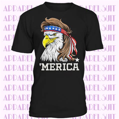 Merica Bald Eagle T Shirt Usa Patriotic American Flag Mullet 4th July