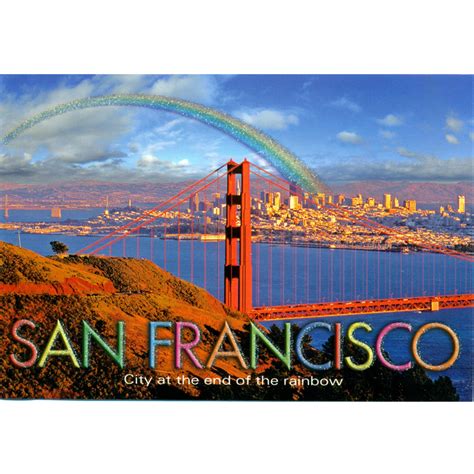 San Francisco Golden Gate Bridge With Rainbow Postcard 4x6