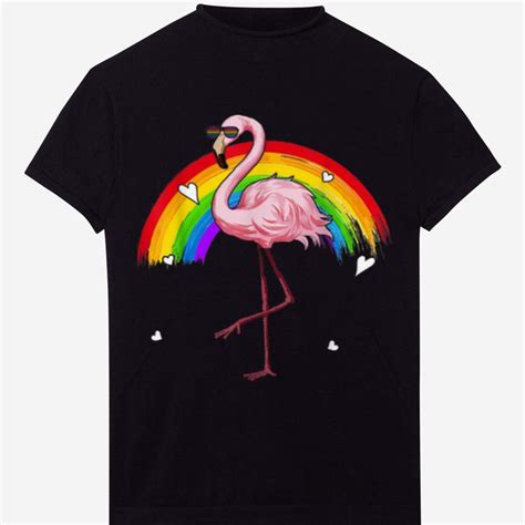 Official Flamingo Rainbow Flag Sunglasses Gay Pride Lgbt Shirt Hoodie Sweater Longsleeve T Shirt