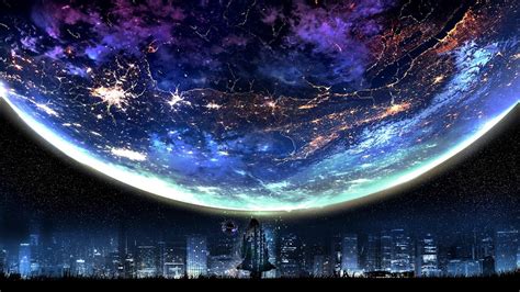 Planet Night City Landscape Scenery Anime 4k 117 Wallpaper