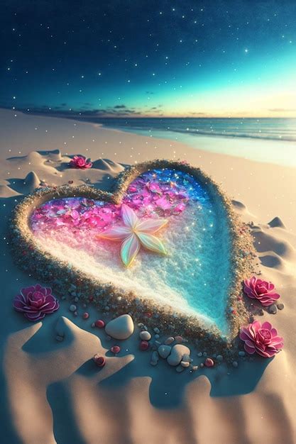 Premium Ai Image Heart Shaped Starfish Sitting On Top Of A Sandy