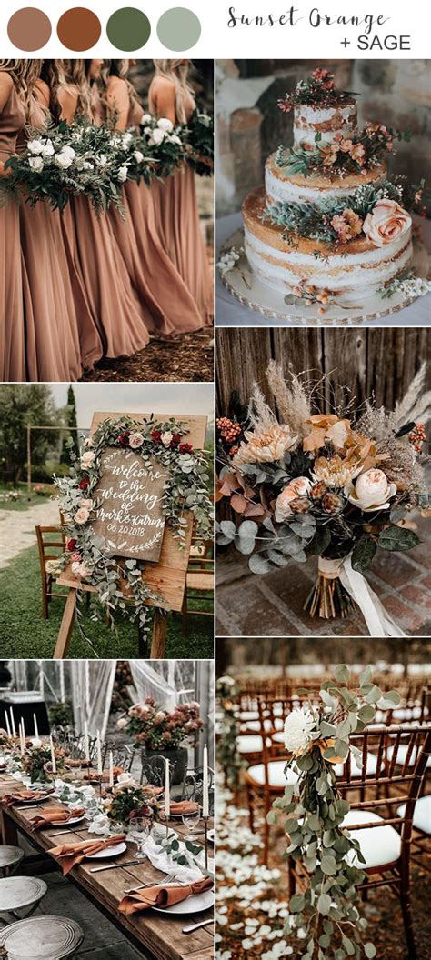 Sunset Orange And Sage Fall Wedding Color Ideas 2020 Emmalovesweddings