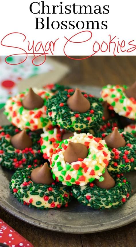 For a cookie like this instead of chocolate chips, you get a big kiss!! Christmas Blossoms Sugar Cookies with Hershey Kiss ...