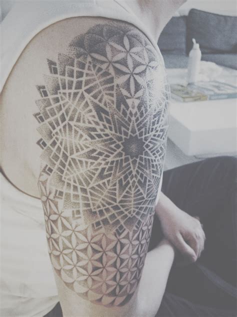 Dotwork Tattoo Sacred Geometry Mandala Flower Of Life Trendy Tattoos