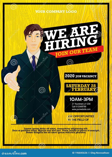 We Are Hiring Poster Concept Design Illustration Man Holding Hand On